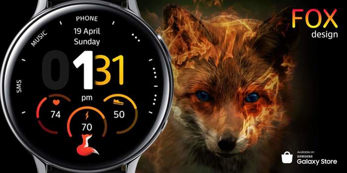 Fox- Dial Design for Samsung Galaxy Watch - My, Freebie, Design, Samsung, Samsung galaxy Watch, Samsung Galaxy, Watchface, Smart watch, Clock face