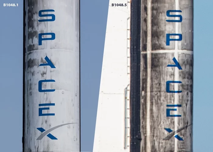 How black do the Falcon 9 stages become from flight to flight? - Spacex, Falcon 9, Step, Space, Comparison, Longpost