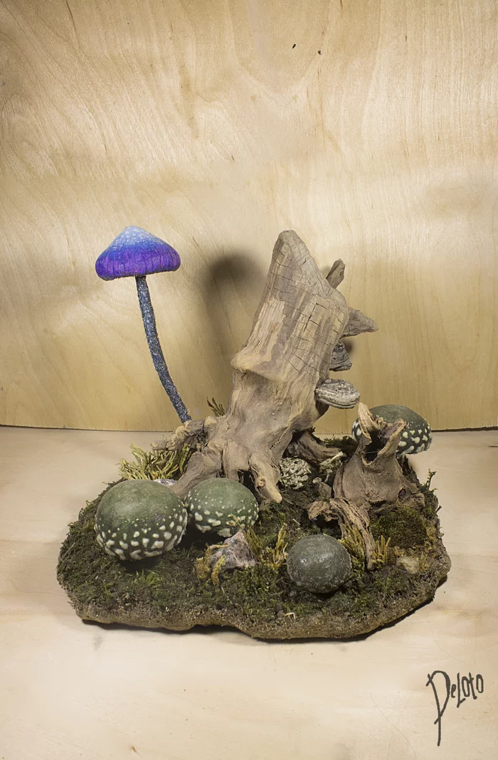 Diorama with mushrooms and a ring (based on TES III: Morrowind) - My, Diorama, Games, Computer games, Retro Games, The elder scrolls, The Elder Scrolls III: Morrowind, Handmade, Needlework without process, Longpost