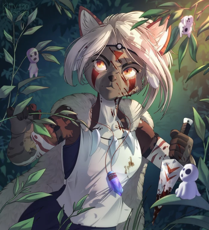 Beauty among spirits - Furry, Art, Nature, Perfume, Blood, Kitty Silence, Princess mononoke