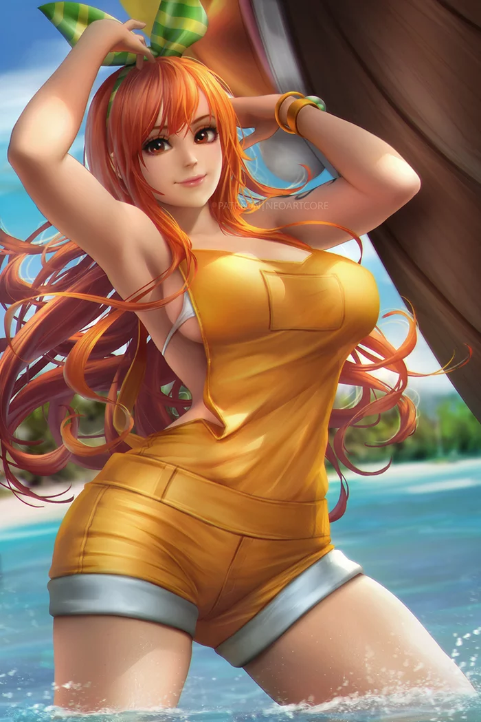 Nami - NSFW, Neoartcore, Nami, One piece, Art, Erotic, Longpost