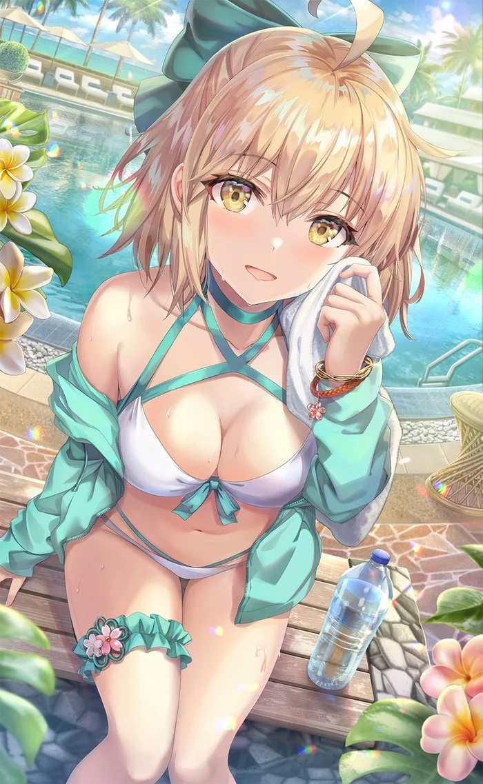 Okita Souji - NSFW, Anime, Art, Anime art, Erotic, Fate grand order, Okita souji, Swimsuit, Torino Aqua