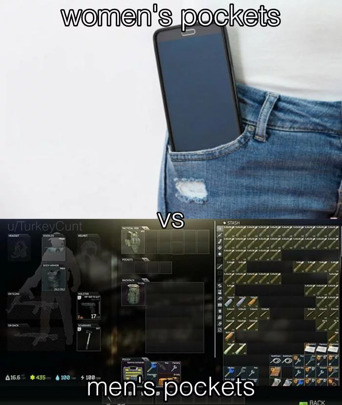 Women's pockets / men's pockets - Men and women, Comparison, Cloth, Pocket, Games, Reddit