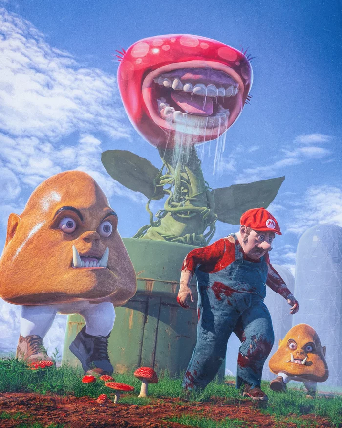 Those were the wrong mushrooms, Mario. - Games, Art, Mario, Beeple