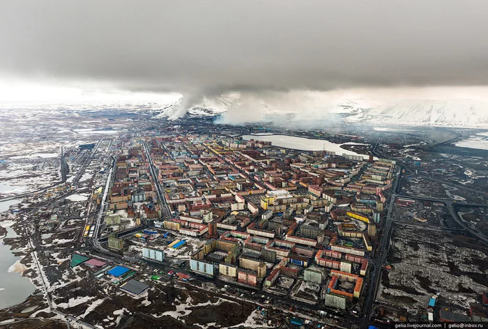 Norilsk from a bird's eye view - Norilsk, The photo, Someone else's photo, Atmospheric