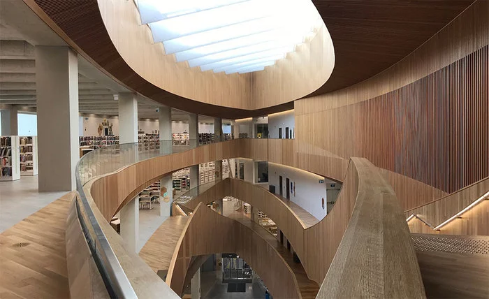 Interior of the Central Library in Calgary, Canada - Library, Canada, Calgary, Interior, Tree, Stairs, Longpost