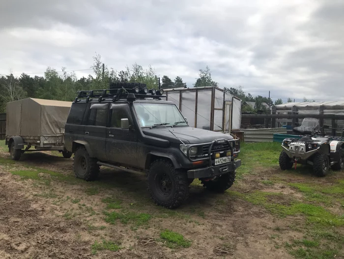 Outing with son or men's toys - My, Jeep, Forest, River, Fishing, Road, Dog, Labrador, Longpost