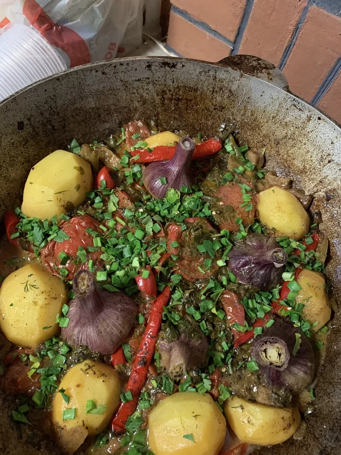 Cooking khashlama in a cauldron! - My, Hashlama, Kazan, Recipe, Preparation, Longpost, Cooking, Asian food