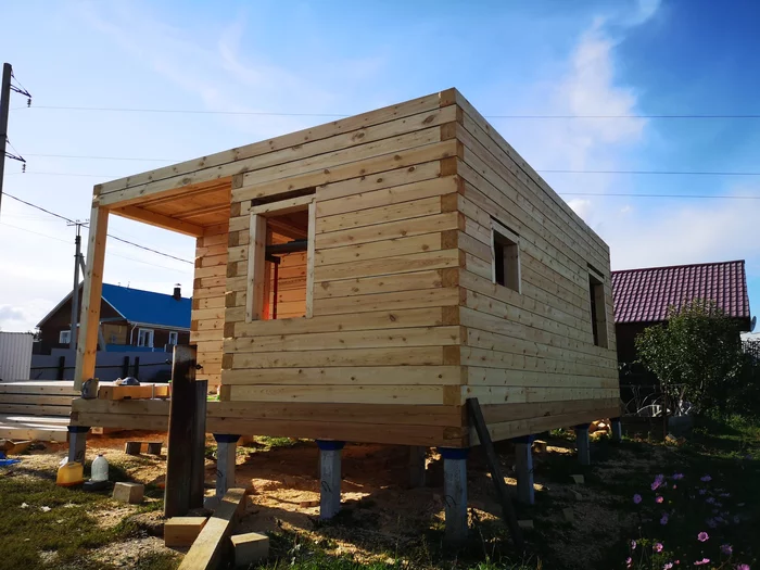 I am building a box house from fresh wood, prices - My, Building, House, Dacha, With your own hands, Work, Video, Longpost