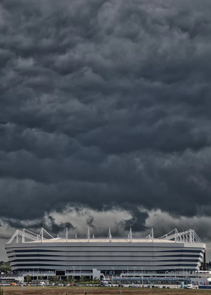 Darkness coming from the Baltic Sea... - My, The photo, Sky, Kaliningrad, Stadium