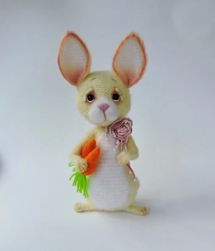 Hare Hare - My, Crochet, Longpost, Needlework without process, With your own hands, Knitted toys, Hare, Amigurumi, Carrot