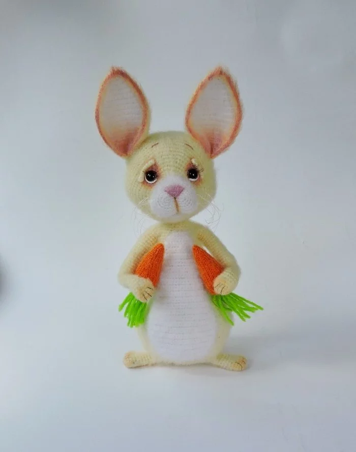 Hare Hare - My, Crochet, Longpost, Needlework without process, With your own hands, Knitted toys, Hare, Amigurumi, Carrot