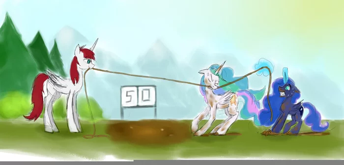 Tug of War - My little pony, Princess celestia, Princess luna, Ponification, Lauren Faust