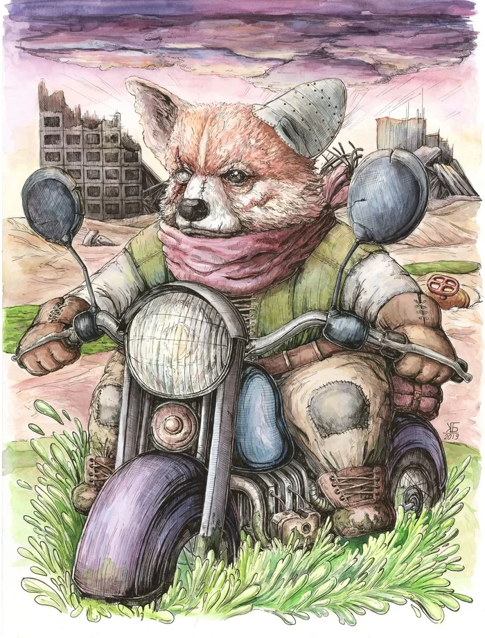 Series of illustrations After People - Longpost, Graphics, Mascara, Watercolor, Rat, Dog, Raccoon, Octopus, Illustrations, My