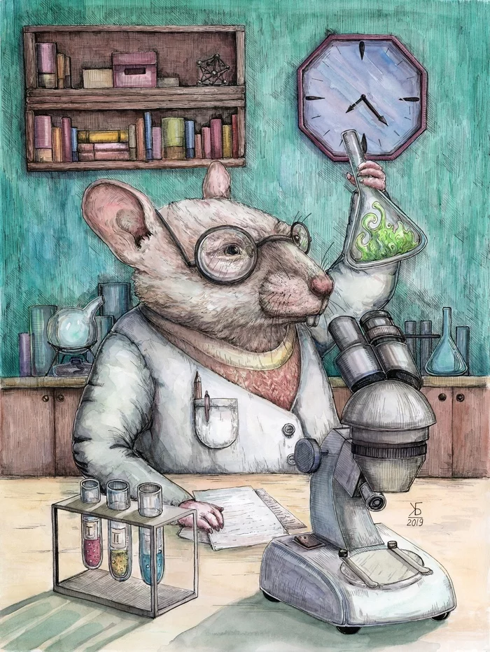 Series of illustrations After People - Longpost, Graphics, Mascara, Watercolor, Rat, Dog, Raccoon, Octopus, Illustrations, My