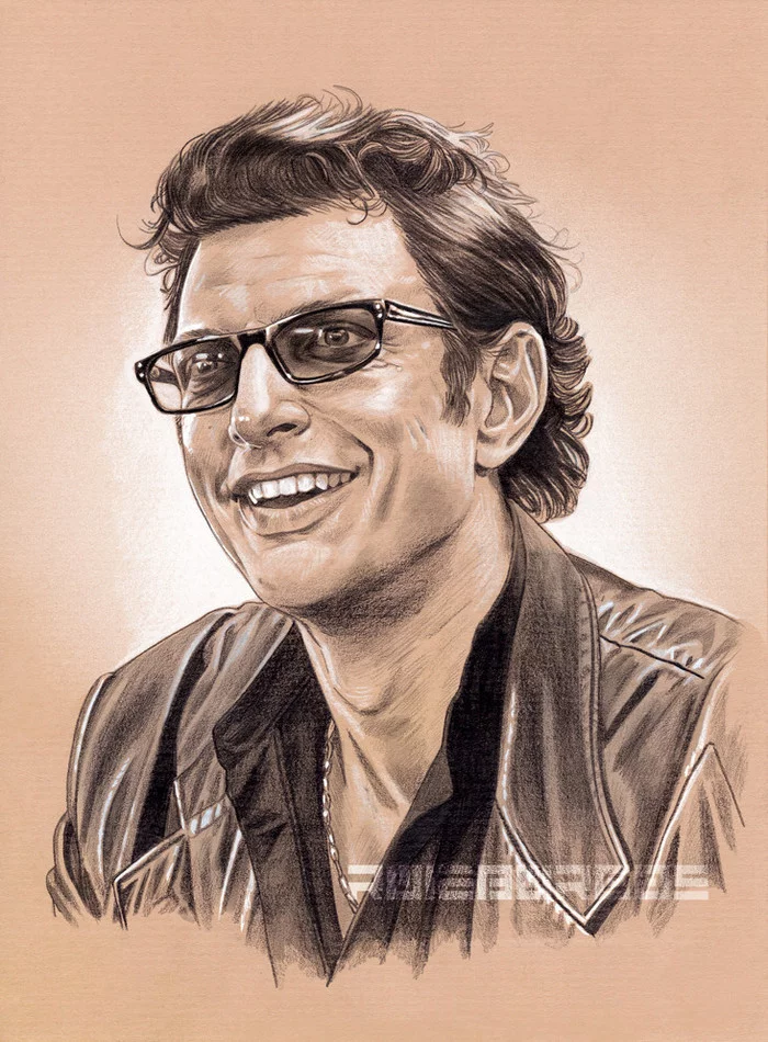 Dr. Malcolm - Drawing, Jurassic Park, Malcolm, Jeff Goldblum, Art, Ruiz Burgos