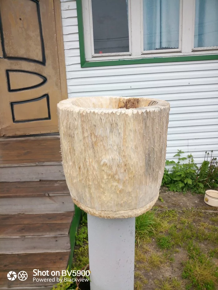 Large wooden flowerpot (flower pot) - My, Plant pot, Aspen, Carpenter, Longpost