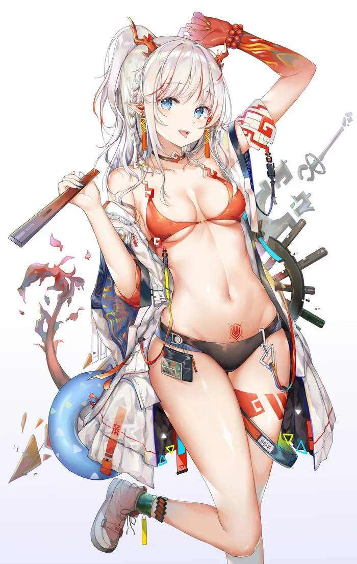 Nian - NSFW, Anime art, Erotic, Art, Nian, Arknights, Mobile games