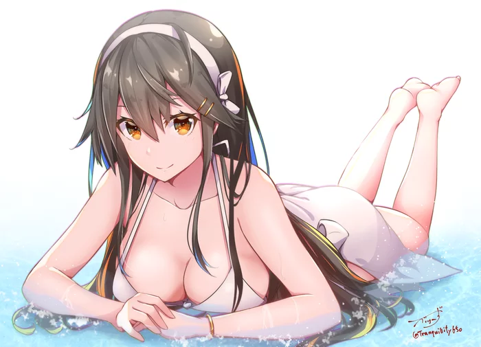 Haruna - Kantai collection, Anime, Anime art, Haruna, Swimsuit