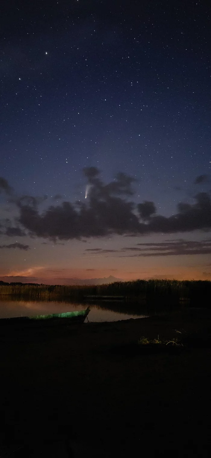 Comet Neovais, Lake Svityaz, Ukraine - My, Comet, Night mode, Longpost, Neowise