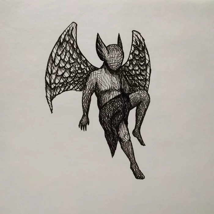 Chubby Angel - Creation, Angel, Artist, Fantasy, Ink pen, Sadness, Imagination