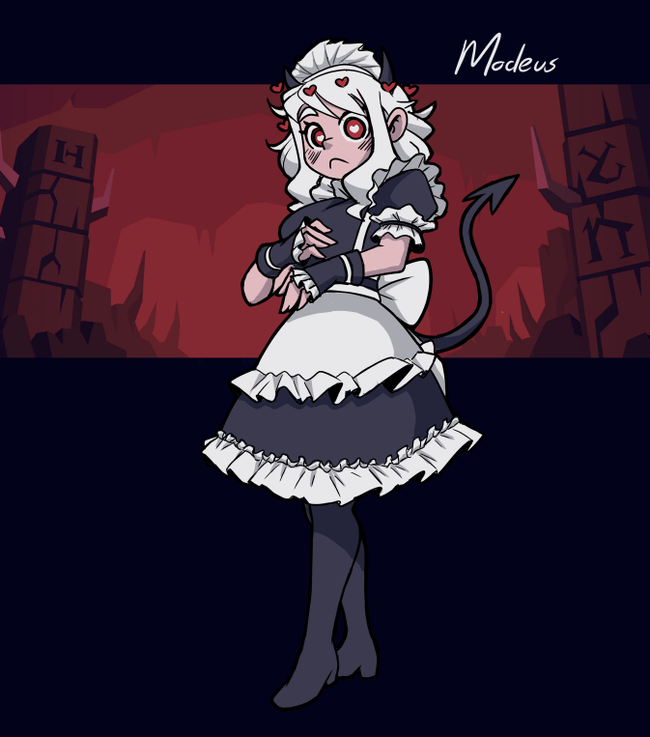 MaidTaker (bonus in comments) - Helltaker, Housemaid, Pandemonica, Modeus, Cerberus, Lucifer, Malina, Justice, Longpost, Beelzebub