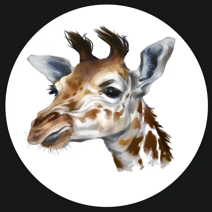 Giraffe or as some artists say flying head - My, Giraffe, Art, Drawing, Animals, Graphics, Painting