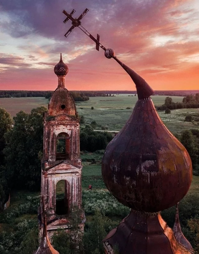 Ярославская область. Закат - Ярославская область, Церковь, Закат