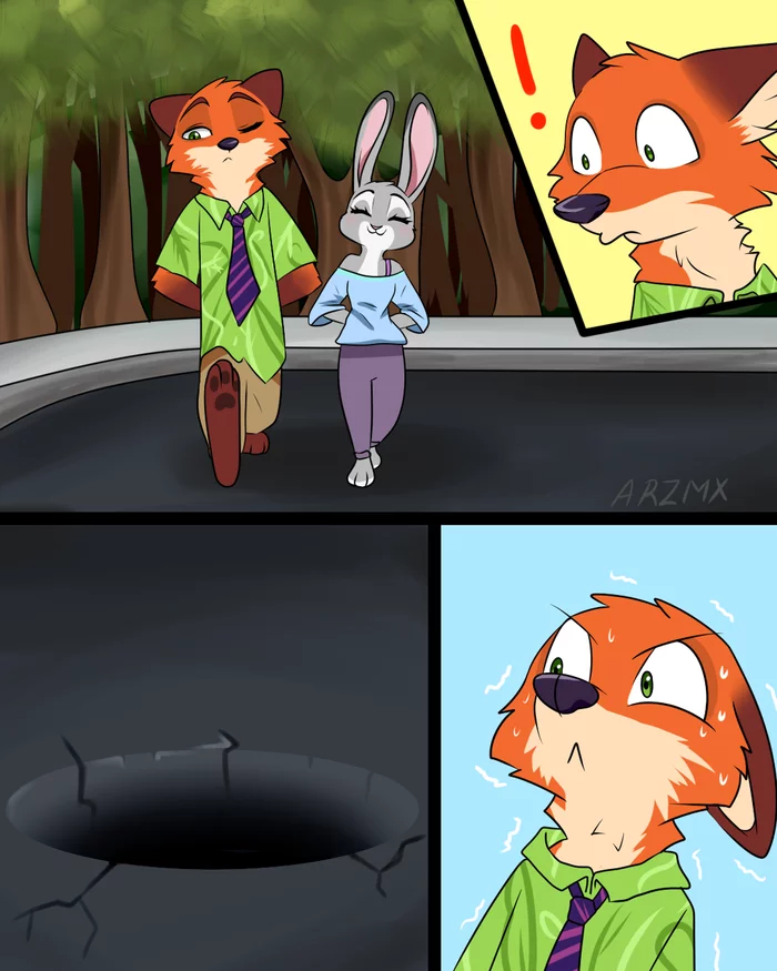 Fox instincts - Zootopia, Nick and Judy, Instinct, Fox, Hunting, Comics, Humor, Mouse-bending, Longpost