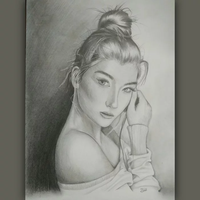 Portrait - My, Portrait, Girls, Pencil drawing, Graphics, Art