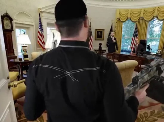 Video of “Kadyrov the Machine Gunner” in the White House blew up the Internet - Russia, Chechnya, Ramzan Kadyrov, Humor, USA, The White house, Moscow's comsomolets, Social networks, Video