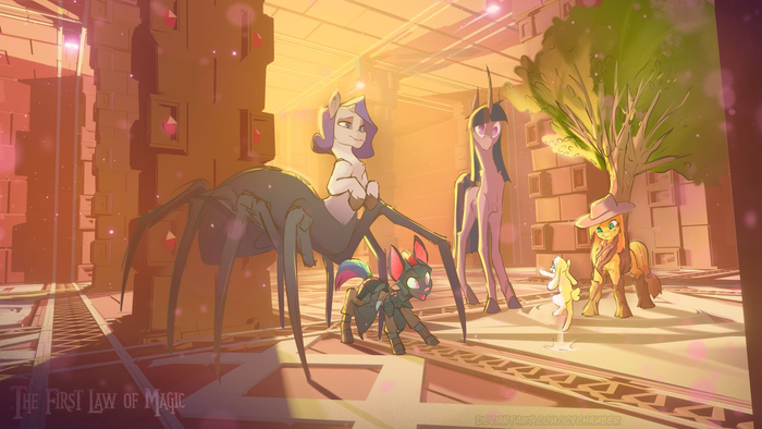    My Little Pony, Rarity, Applejack, Spiderpony, Fluttershy, Angel Bunny