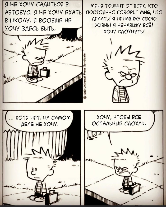 I want to die - Translation, Comics, Calvin and Hobbs, School