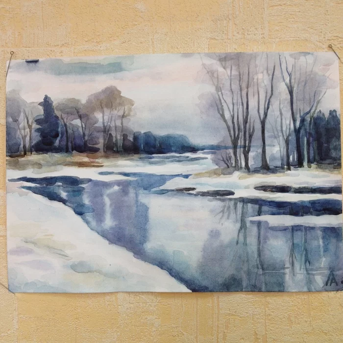 Russia. - My, Artist, Watercolor, Russia, March, Landscape, Forest, Snow