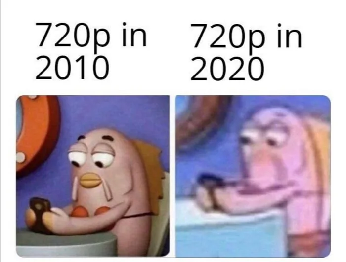 Video quality in 2010 and 2020 - Images, Quality, 2010, 2020, Comparison, SpongeBob, Picture with text