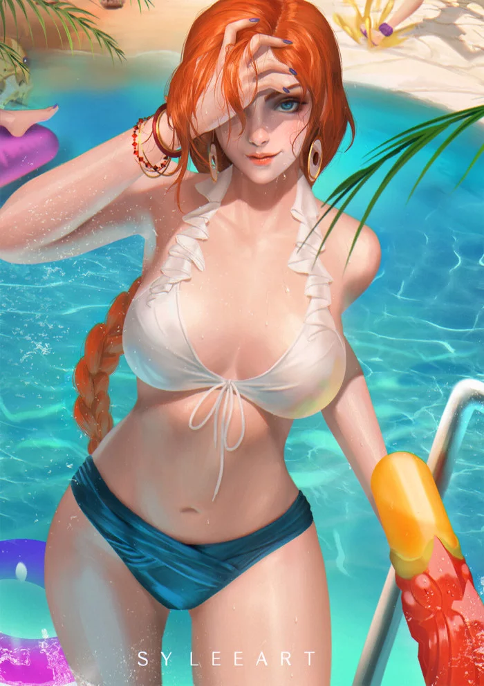 Beach Miss Fortune - NSFW, League of legends, Miss fortune, Art, Games, Swimsuit, Breast