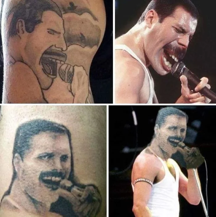 When the tattoo artist has arms from the “shoulders” - Tattoo, Copy, Original, Freddie Mercury