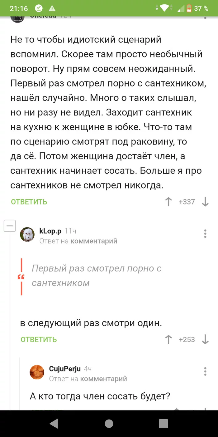 В следующий раз смотри один - Порно, Неожиданный поворот, Сантехник, Скриншот, Комментарии на Пикабу