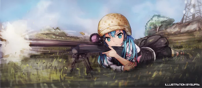 Pubg anime art - Аниме, Anime Art, Игры, PUBG, Девушки, M24