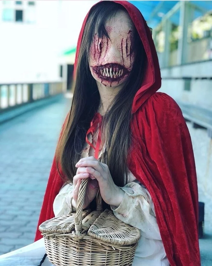 Little Red Riding Hood straight from the wolf's nightmares - The photo, Cosplay, Little Red Riding Hood, Story, Makeup, Horror, Longpost, Kripota