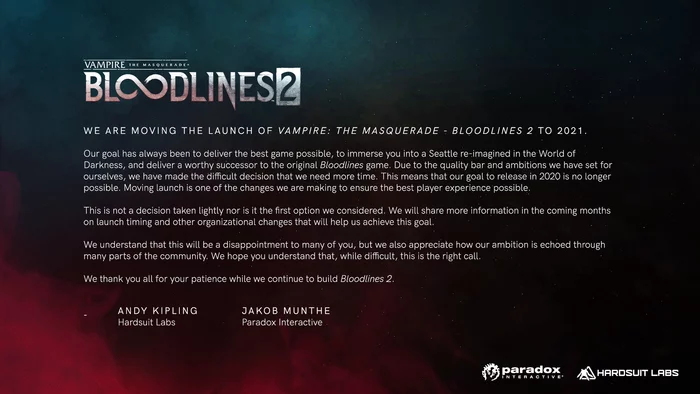 Bloodlines 2 release delayed to 2021 - Vtm: Bloodlines 2, World of darkness, , Games, Computer games, Vampire: The Masquerade