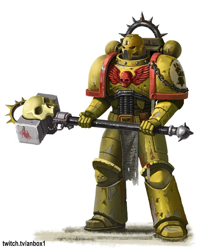 Defenders of Terra - Warhammer 40k, Wh Art, Космодесант, Imperial Fists, Дредноут, Арт, Творчество, Длиннопост