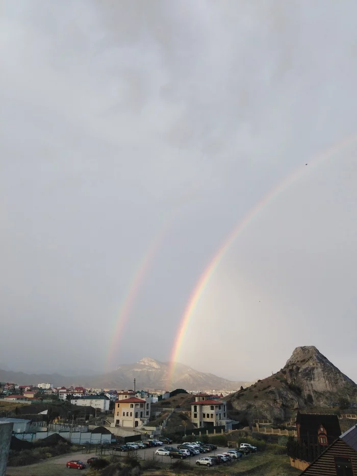 A double rainbow is an incredible beauty. Crimea, Sudak - My, Crimea, Double Rainbow, Nature, Landscape