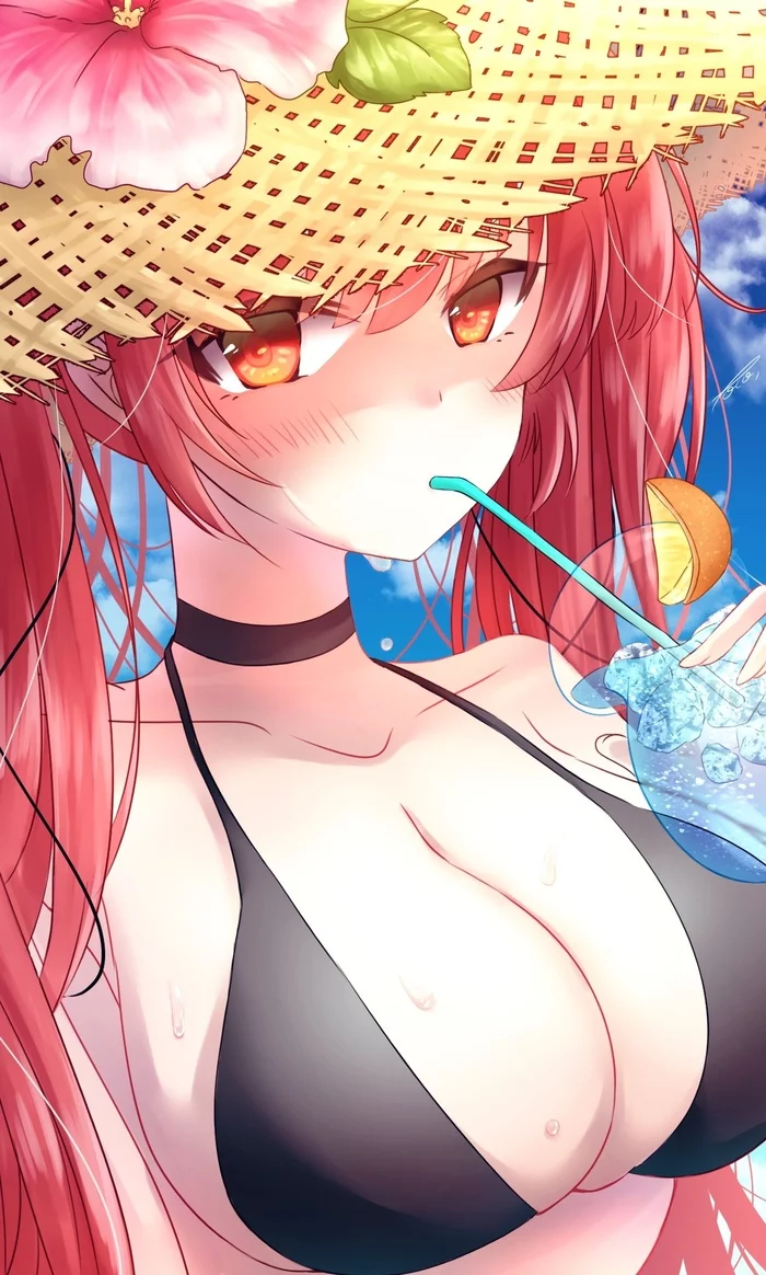 Honolulu - Anime, Anime art, Azur lane, Honolulu, Swimsuit, Breast