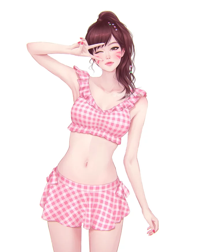 Summer D.Va - Art, Girls, Overwatch, Dva, Games, Umigraphics