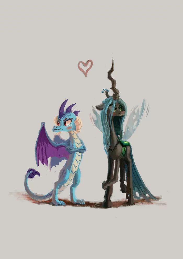 Tsundere - My little pony, Princess ember, Queen chrysalis, MLP Lesbian, Shipping, Plainoasis