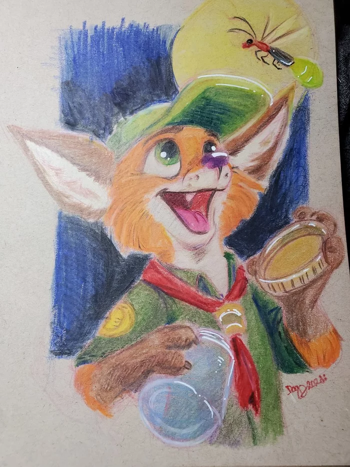 Young Scout - Zootopia, Nick wilde, Scouts, Childhood, Colour pencils, Drawing