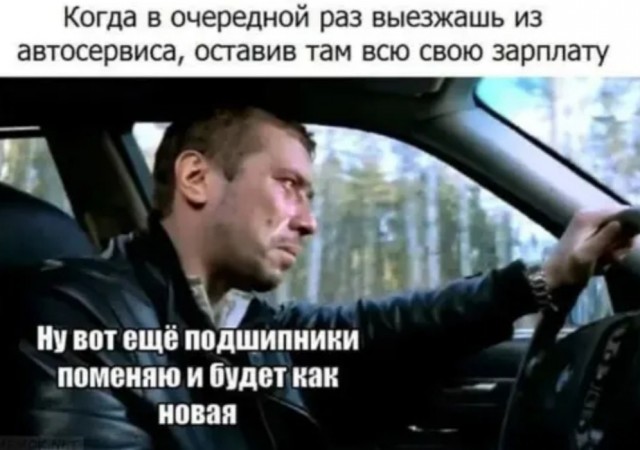 Leaving the car service - Picture with text, Car service, Auto repair, Sadness, Andrey Merzlikin