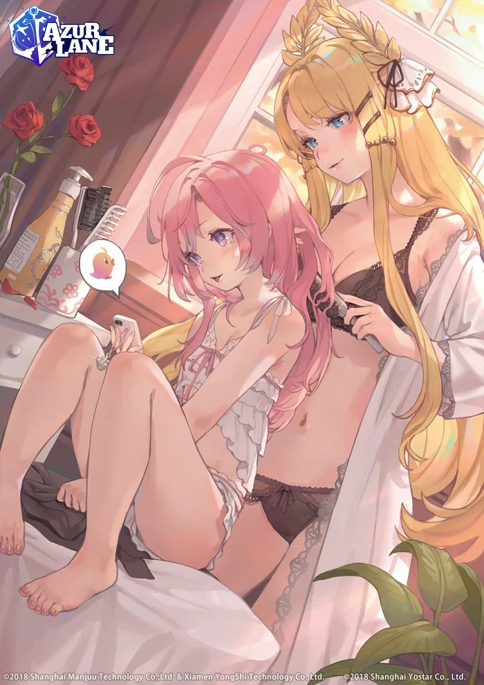 Saratoga & Victorious - NSFW, Anime, Anime art, Azur lane, Saratoga, Victorious, Underwear, Breast, Pantsu