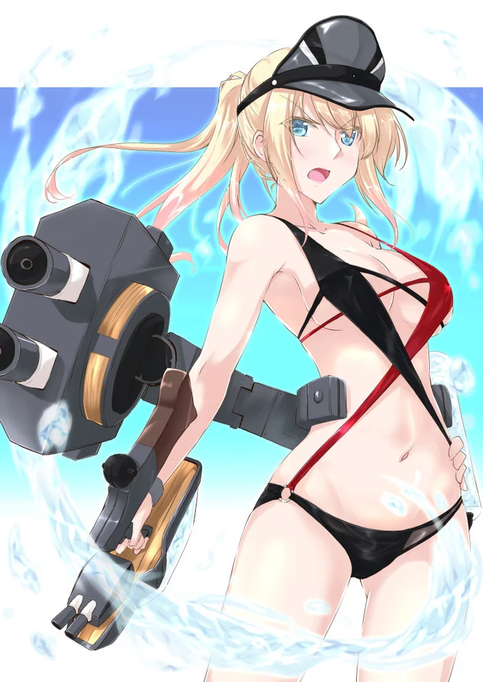 Bismarck - NSFW, Kantai Collection, Аниме, Anime Art, Bismarck, Сиськи, Sugoi Dekai, Бикини, Купальник